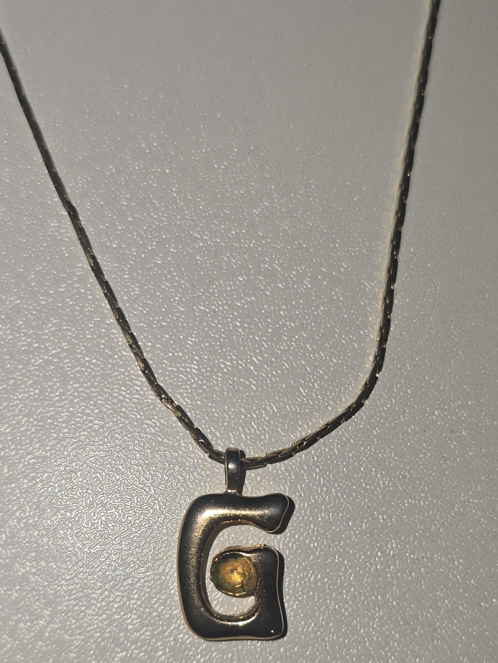 Vintage 1970-80's Givenchy G Logo Pendant Necklace - Gold Tone (Missing Stone)
